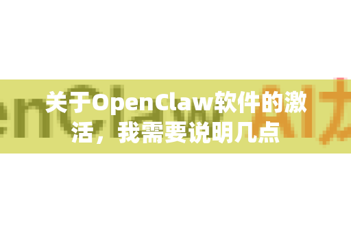 关于OpenClaw软件的激活，我需要说明几点-第1张图片-OpenClaw开源下载|官方OpenClaw下载