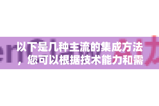 以下是几种主流的集成方法，您可以根据技术能力和需求选择